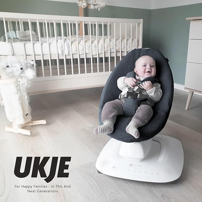 UKJE Protective Swing Cover Compatible with 4moms or MamaRoo 5, Multi-Motion Baby Swing, Baby Swing Liners, Baby Rocker Cover, Easy to Install, Easy to Wash, Handmade in Europe, Black