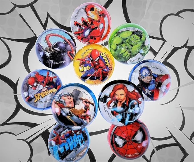 JA-RU Marvel Spiderman Bouncy Superballs Super Hi Bounce 1.2" (1 Pack of 5 Balls) Fidget Balls Small Toys for Kids Prize Premium Giveaways Gift Birthday Supplies A-6805-1