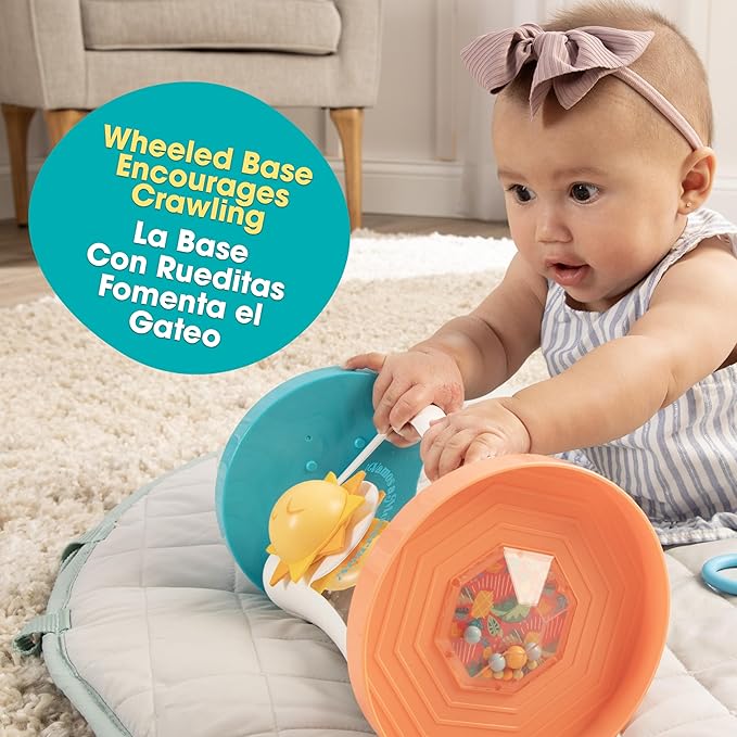 BEBÉ FUERTE By Robin Arzόn - Marathon Maze 2-in-1 Activity Mirror Baby Activity Center Sensory Toys Workout Bilingual and Toddler Gifts for Ages 3 Months Up,Orange & Blue Maze Activity Mirror,Medium