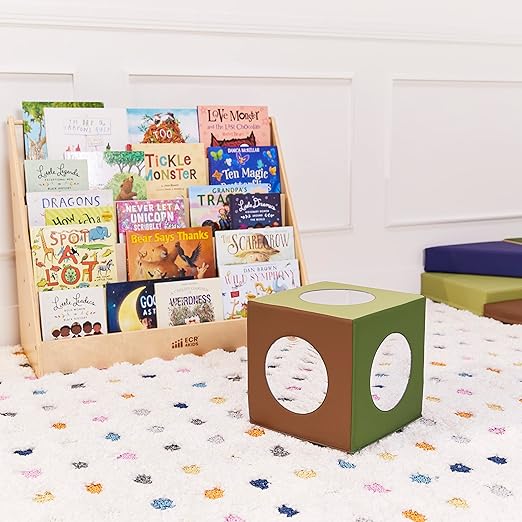 ECR4Kids SoftZone Mirror Activity and Sensory Play Cube, Baby Essentials, Earthtone