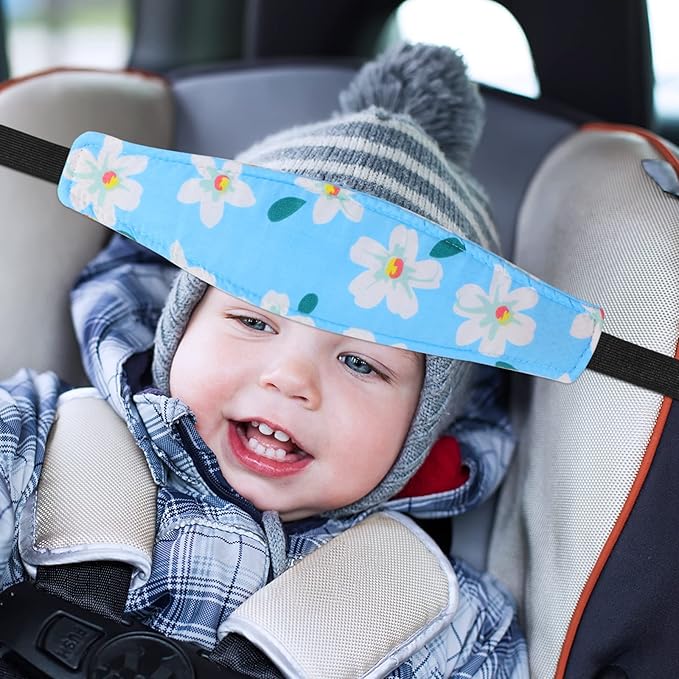 Hestya 2 Pieces Baby Car Seat Head Straps, Carseat Head Support for Toddler Holder Band Headrest, Stroller Sleeping Headrest Neck Relief for Kids Children Toddler Infant(Fresh Flower)
