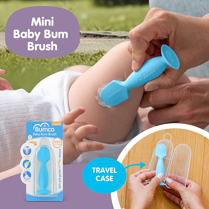 Bumco Baby Essentials Set - Personalized Diaper-Changing Baby Shower Gifts for Boys, Baby Gift Set with 2 Baby Bum Brushes (Original & Mini) + Diaper Clutch Bag + Wipes Wristlet, Newborn Gift Set