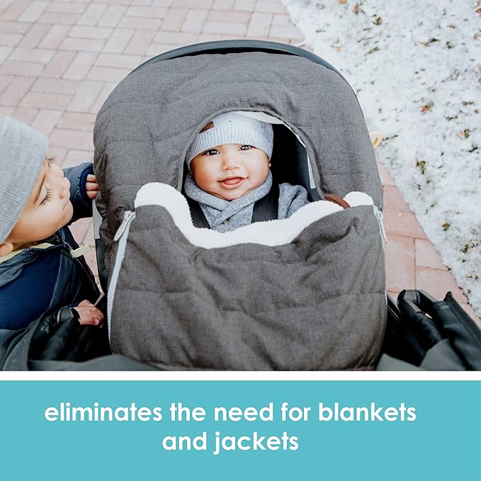JJ Cole Baby Car Seat Cover, Blanket-Style Baby Stroller & Baby Carrier Cover, Heather Gray