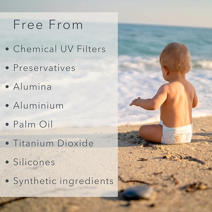 Baie Botanique Soleil Bébé - Organic Non-Toxic Mineral Baby Sunscreen SPF 50 - Sunflower & Jojoba - Unscented - Natural - Vegan - No White Cast - Reef Safe - UVA/UVB - 100g