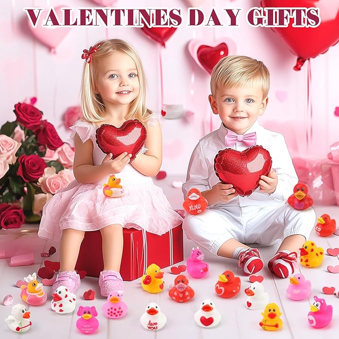 36Pc Valentines Day Rubber Ducks - Funny Jeeps Ducks for Ducking - 2" Bulk Mini Small Rubber Duckies,Adult Kid Holiday Ducky Pool Bathtub Toys Party Favors Classroom Prizes Gifts Stuffers Fillers