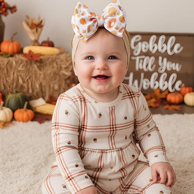 Thansgiving Baby Girl Bows Newborn Headband Infant Big Bows for Birthday/Baby Shower/Photography/Baby Gifts