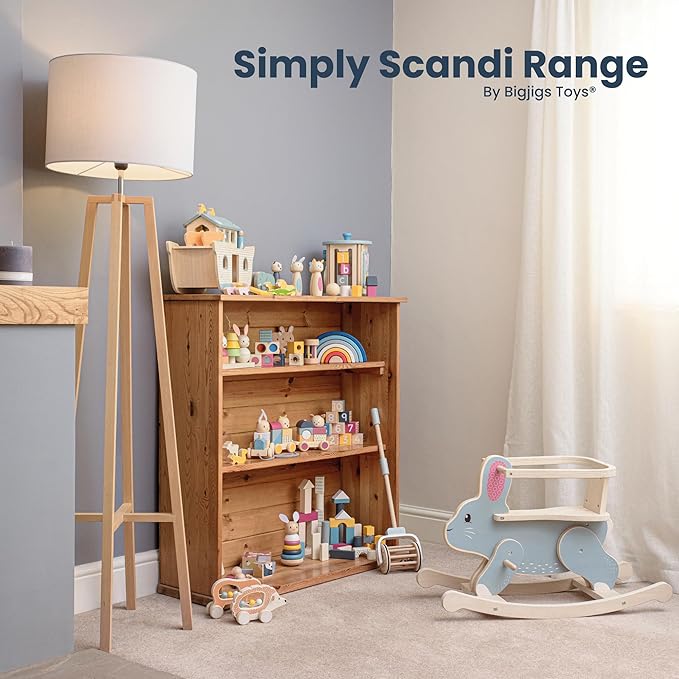 Bigjigs Toys FSC® Certified Bunny & Baby Pull Along Toy - Eco-Friendly Rabbit Pull Along with Cord & Baby Bunny Push-Along, Quality Pull Along Toys for 1 Year Olds, Wooden Baby Toys