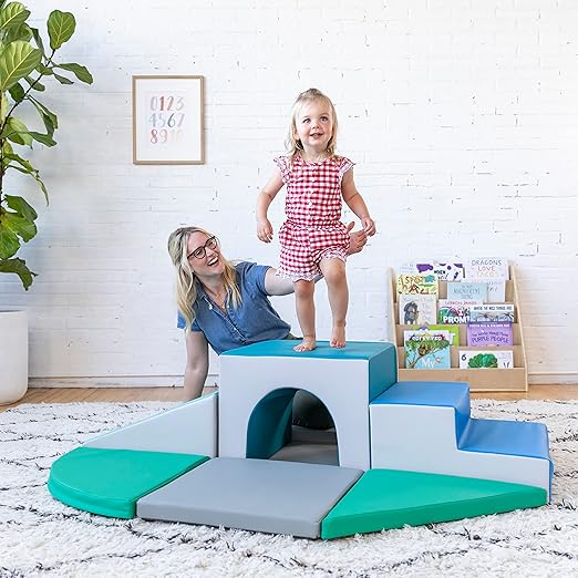 ECR4Kids SoftZone Lincoln Tunnel Climber, Toddler Playset, Contemporary, 9-Piece