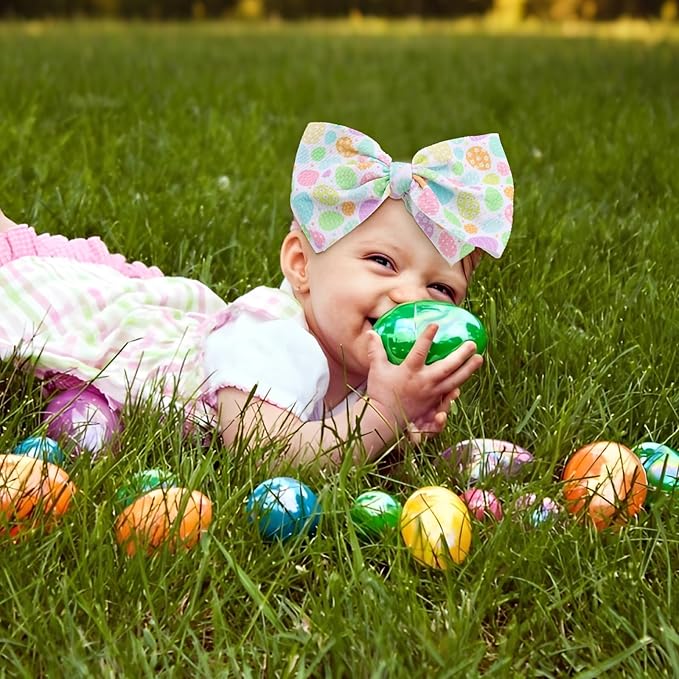 Easter Bows for Girls Hair Bows Bunny Headband 6-12 Months Easter Eggs Headbands for Girls Toddler Hair Accessories Infant Big Bows Elastics Hairbands