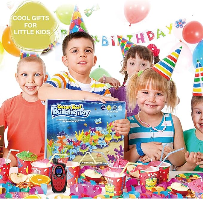 Ocean Reef 125 pcs Building Toy Set for Toddlers and Kids Age 3, 4, 5, 6 Year Old Boys and Girls Stacking Reef Garden Building Toy STEM (125 pcs)