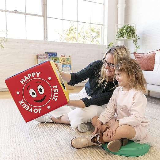 ECR4Kids SoftZone Trilingual Emotion Activity Cube with Mirror, Sensory Toy, Assorted