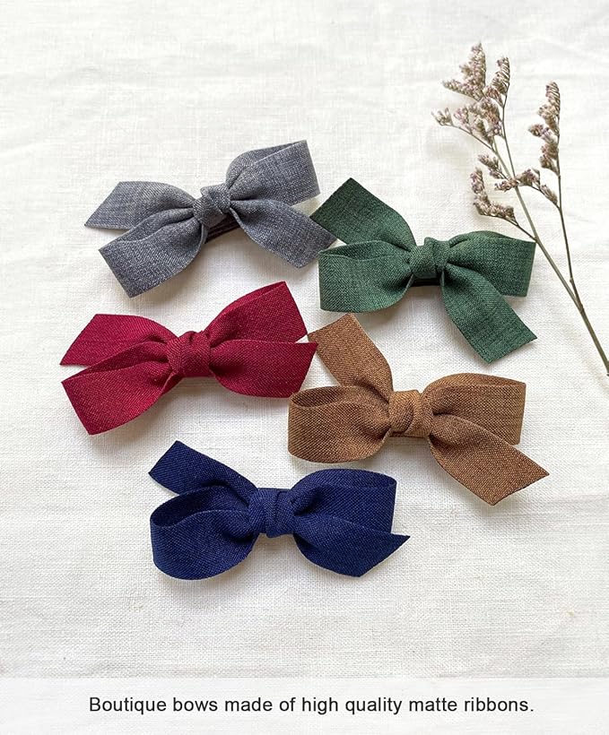 Baby Girls Hair Bows Clips, 10pcs Boutiques Barrettes Fully Lined Alligator Clips Hair Accessories for Infants Toddlers Fine Hair by Cherssy