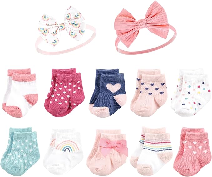Hudson Baby Baby Girls' Sock and Headband 12pc Set