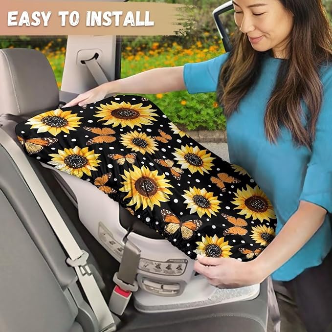 XYZCANDO Sunflower Print Baby Car Seating Sun Shade Cover Elegant Summer Baby Car Seat Cover Breathable Car Seat Sun Cover for Baby Easy to Install Car Seat Covers Gift for Birthday