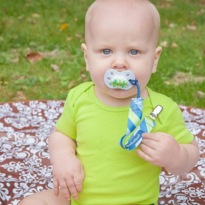 BooginHead Baby Newborn PaciGrip Pacifier Clip, Leap Blue/Green