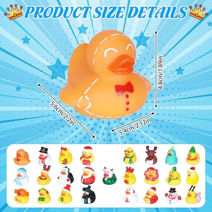24 Pcs Mini Rubber Ducks in Bulk - Perfect for Cruise Ship Hiding, Birthday Party Decorations, and Cute Bath Toys for Kids