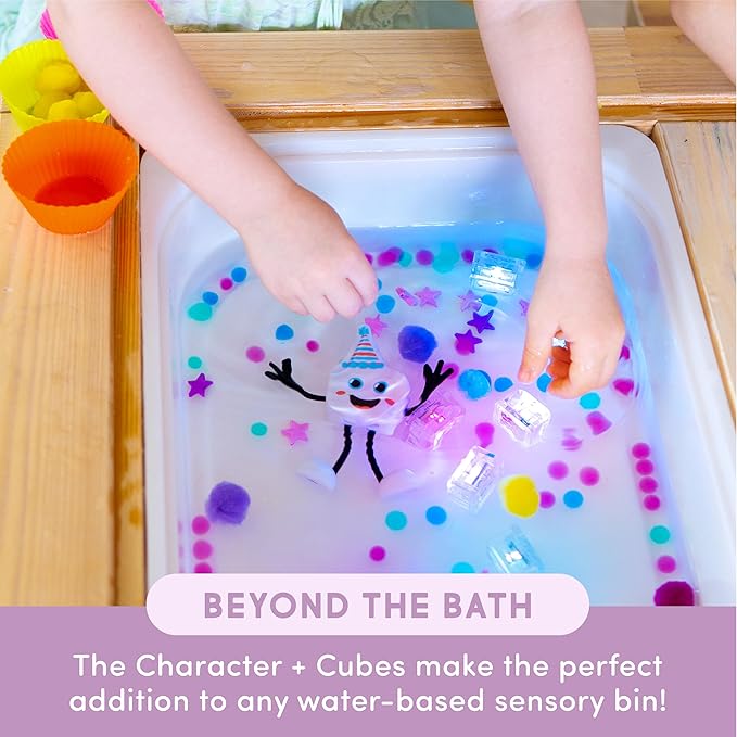 New Glo Pals Water-Activated Bath Toy with 6 Reusable Light-Up Cubes for Sensory Play (Party Pal)