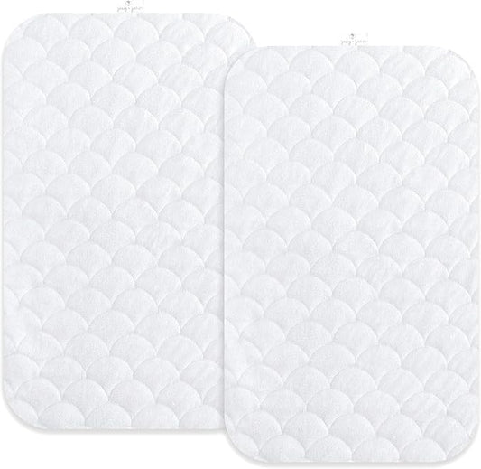Joey + Joan Waterproof Bassinet Mattress Pad Cover Compatible with Baby Delight Beside Me Dreamer Bassinet – 2 Pack Quilted Mattress Protector Made from Ultra Soft Bamboo Viscose Terry – 21" x 33"