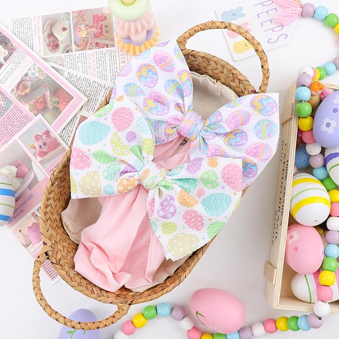 Easter Bows for Girls Infant Easter Headbands Hair Bows for Baby Girl Bunny Egg Headband Bow Baby Girl Headbands with Bows Easter Gifts Pink