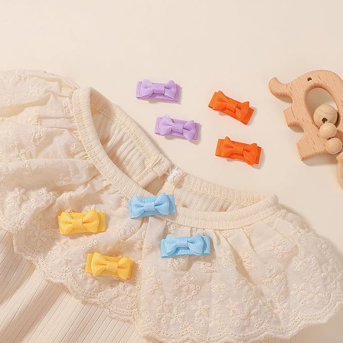YHXX YLEN 40PCS Mini Snap Clips Grosgrain Ribbon Hair Bows Clips Tiny 1.4 Inch Baby Girl Hair Clips for Baby Toddlers Infants' Fine Thin Hair
