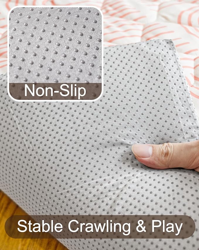 Foam Baby Play Mat 71x59, Removable and Machine Washable Cover, Thicken Cushioning Playmat and Perfect for Playpen, Non-Slip Bottom, Easy to Clean for Infants, Toddlers & Babies(Rainbow)