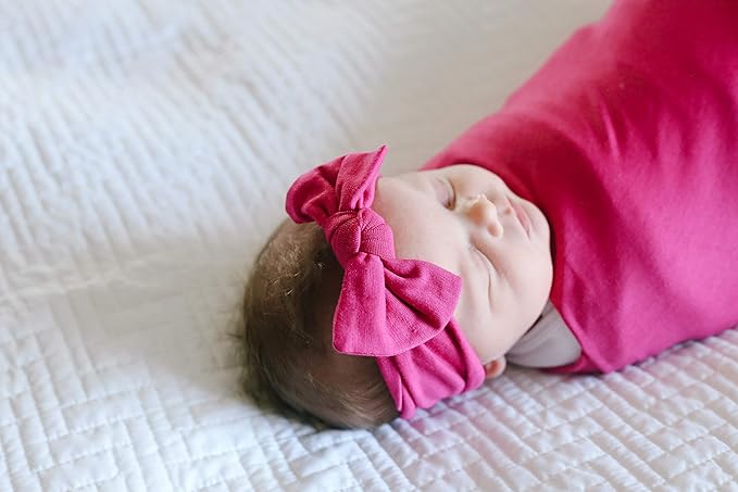 Copper Pearl Baby Stretchy Soft Knit Headband Bow Berry