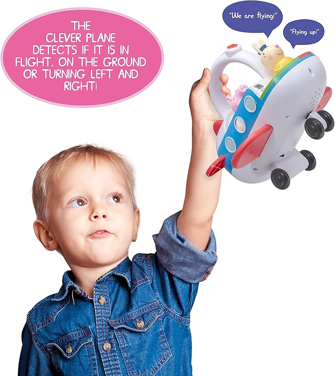 Wow! Stuff Peppa Pig Toys Clever Plane | Pre-School Learning Interactive Toy | 25+ Lights, Sounds and Phrases | Reacts to Motion Detection | for Toddlers Both Girls and Boys Ages 3+, White