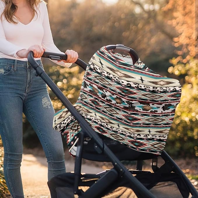 Southwest Hippie Tribal Softy Car Seat Canopy for Babies Stretchy Nursing Cover Muti Use Cover for Shopping Cart,Car Seat,High Chair,Stroller