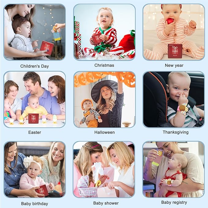 Bloobloomax Baby Rattles Toys for 0-12 Month, Infant Girl Boy Toys for Babies 3-6 Months, Newborn Hand & Foot Toys for 0 to 9 Months, Baby Shower Gifts Set with Wrist Rattle Socks