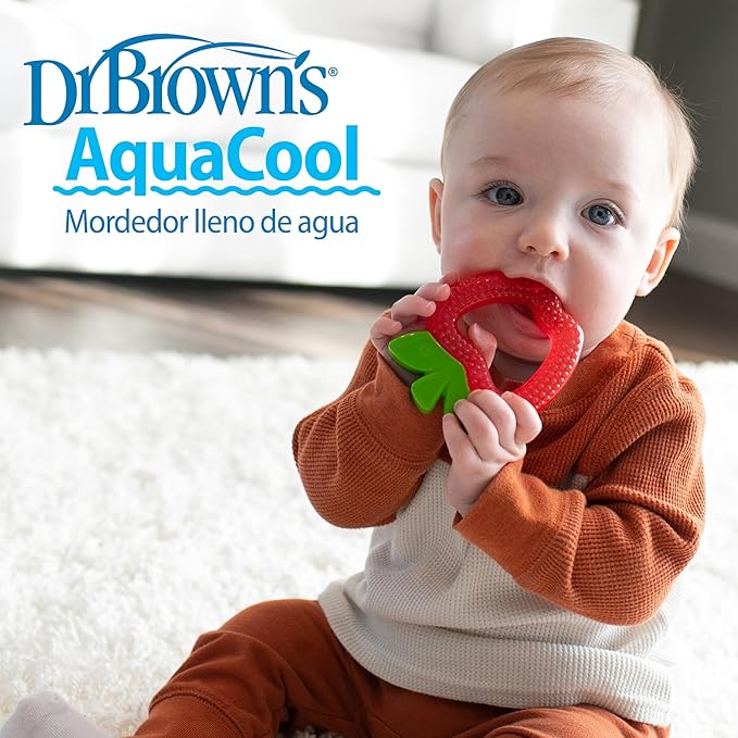Dr. Brown's AquaCool Water-Filled Teether, Cooling Baby Teether Toy for Sore Gums, Apple Pineapple, BPA-Free, 3m+, 4-Pack