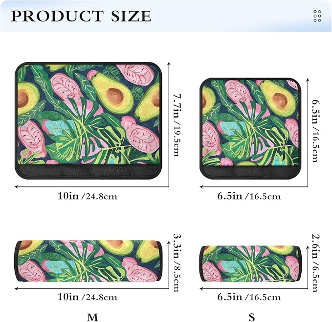 CHIFIGNO Green Avocado and Tropical Leaves Seat Belt Covers 2Pcs Car Seat Strap Pads Comfortable Car Seat Shoulder Protector Protect Your Neck and Shoulder