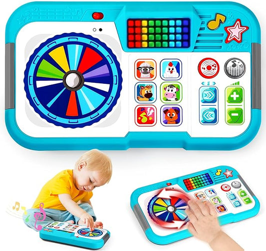 Baby DJ Set, Toddler Musical DJ Table with Lights for 6-12 Months, Preschool Infant Tummy Time Toy, Interactive Early Sensory Development Toy, 1st Christmas Birthday Gifts for Boys Girls Age 1 2 3