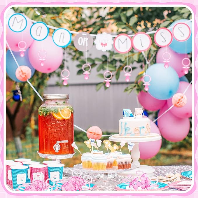 Coume 100 Pcs 2.5 Inch Baby Shower Pacifiers Acrylic Mini Baby Pacifiers Gifts Gender Reveal Party Favors for Gender Neutral Game Birthday Supplies(Pink)
