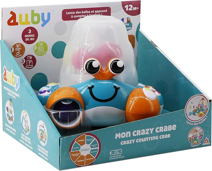 auby Crab Baby Toy Crab Ball Launcher for Babies 12+, Multi-Colour