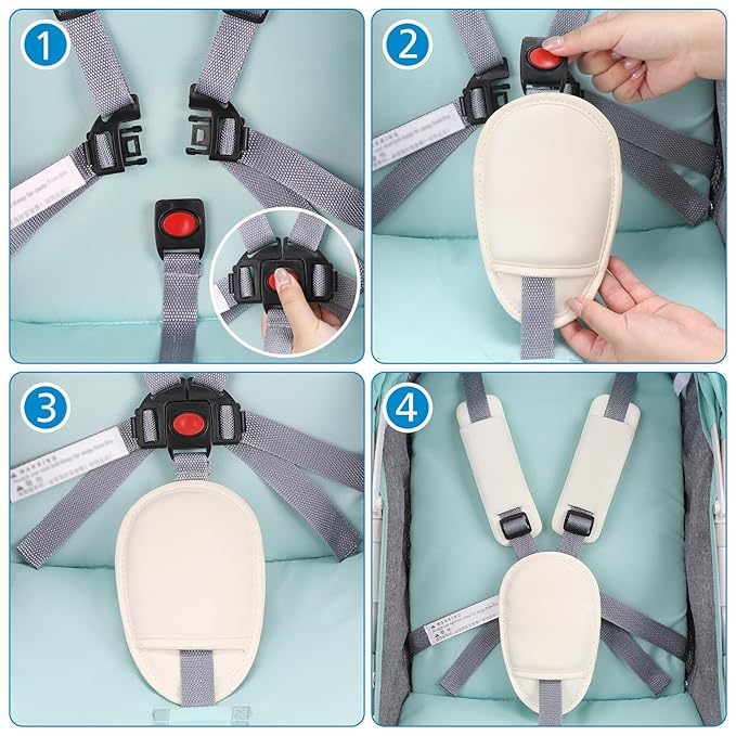 Accmor Car Seat Strap Pads Set for Baby Toddler Kids, Car Seat Strap Covers with Hip Support, Super Soft Seat Belt Covers Fits for All Car Seats, Pushchair, High Chair, Stroller
