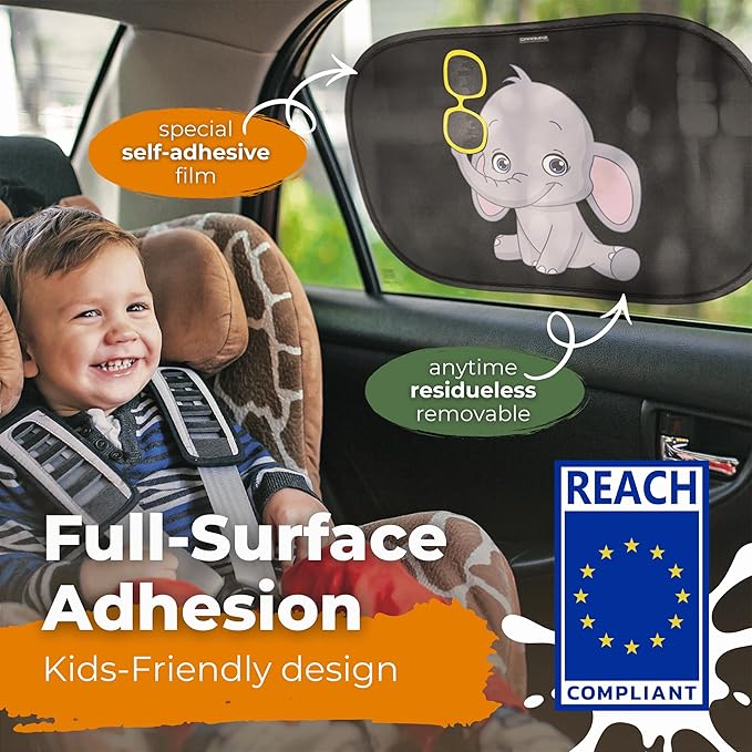 CARAMAZ Car Window Shade for Baby with Certified UV-Protection 2 Pack - 20"x12"