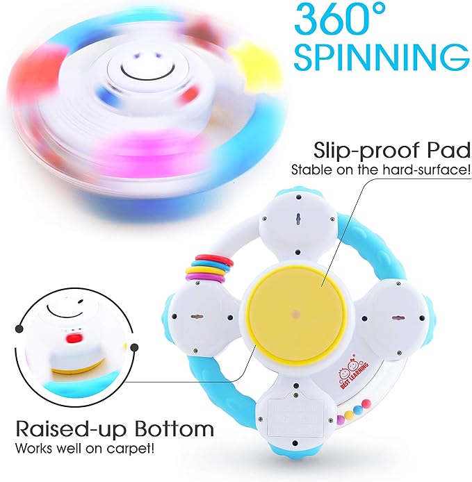 BEST LEARNING My Spin & Learn Steering Wheel - Interactive Educational Toys for 6 to 36 Months Old Babies & Toddlers - Learn Colors, Shapes, Feelings & Music - Birthday Gifts for Children