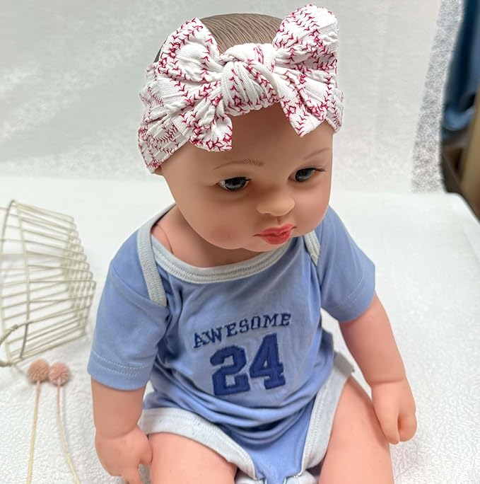 Baby Baseball Headband with Bow Headwear Sport Soccer Headband Bowknot Wide Hair Band Football Hair Bow for Toddler Infant TSFD55 (Baseball Pattern)