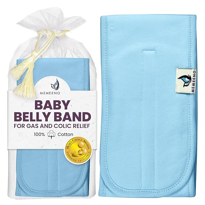MEMEENO Baby Belly Band for Gas and Colic Baby Relief - Belly Band for Heating Pad for Colic, Heated Tummy Wrap, Sky