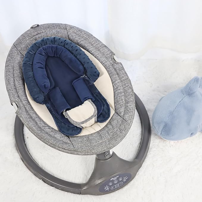 Infant Car Seat Insert, Baby Car Seat Head & Body Support with Straps Pads, Soft Newborn Preemie Carseat Insert Cushion for Girls Boys, Fits Car Seat, Stroller, Swing, Bouncer, Dark Blue