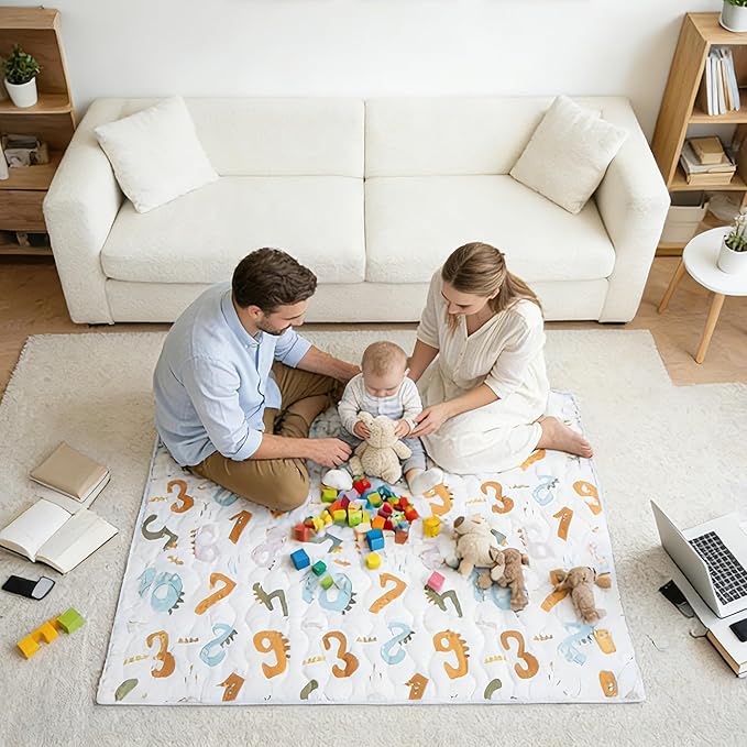 Viviland Baby Mats for Floor, 71x59 Inch Playpen Mat, Thicker & Large Soft Cushioning Padding Playmat for Baby and Toddlers Infants, Non-Slip & Machine Washable, Blue Numbers