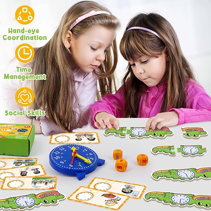 Edulok Toddler Learning Clock, Telling Time Teaching Clock for Kids, Math Manipulatives, Math Puzzle Games, Kindergarten Educational Sensory Toys, Preschool Learning Activities, Homeschool Supplies