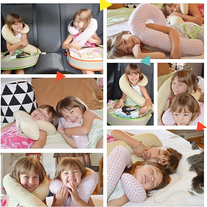 Car Seat Belt Cushion Kids Car Travel Pillow Head Neck Support Pillow Soft Neck Pillow Headrest Sleeping Pillow for Car Seat Airplane Train Ergonomic Pillow for Car Airplane Long Journeys