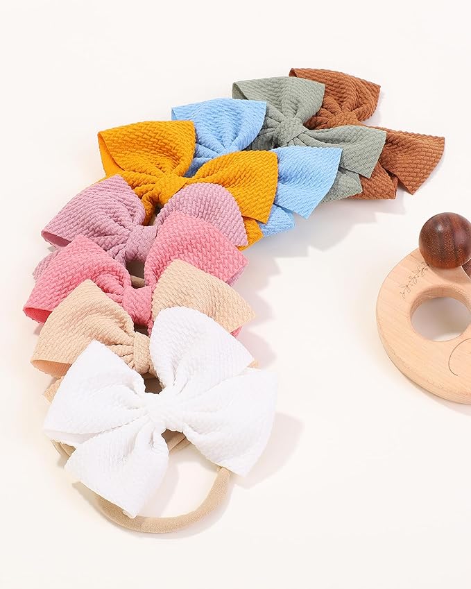 jollybows 20pcs Baby Girls Hair Bows Headband Nylon Hair Band Elastic Hair Accessories for Kids Infants Toddlers