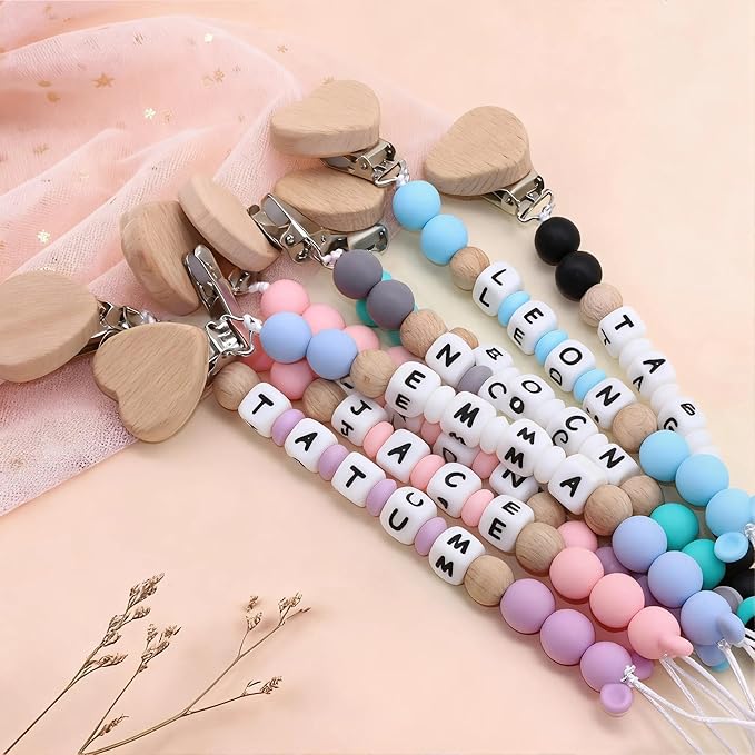 Personalized Pacifier Clip Pacifier Holder with Name Baby Gift (A)