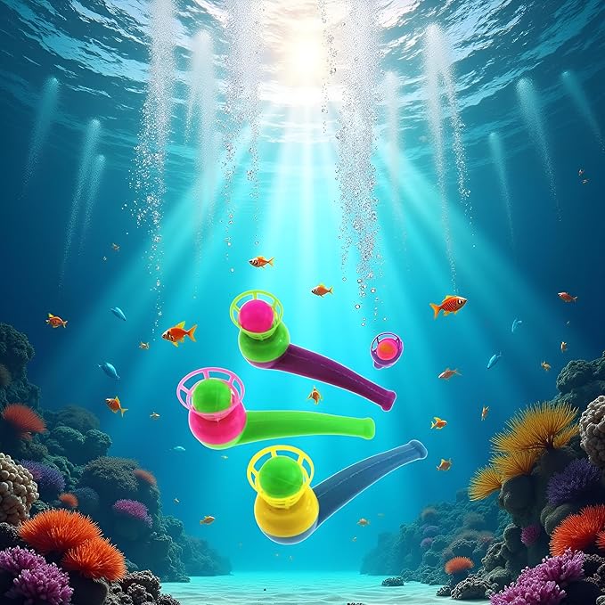 3Pcs Suspended Blowing Pipe Floating Ball Training Floating Blowing Balls Plastic Balls for Floating Blow Pipe Ball Activity Centers