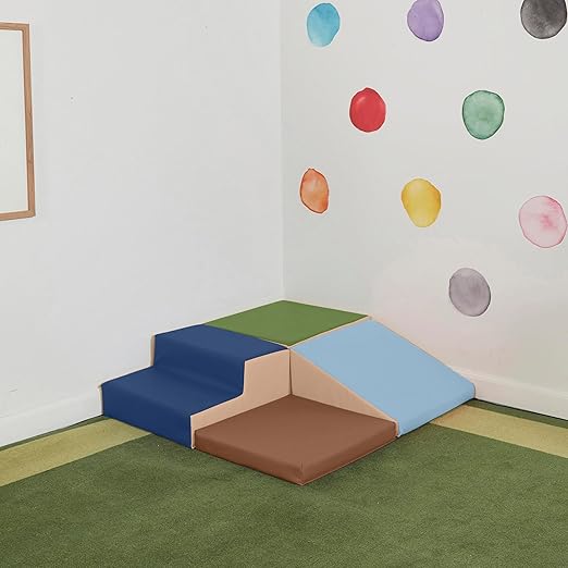 ECR4Kids SoftZone Junior Little Me Corner Climber, Beginner Playset, Earthtone, 4-Piece