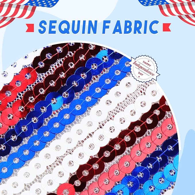 4th of July Bow Hair Clips for Girls Glitter Hair Accessories 5” Big Bows Hairpin Baby Barrettes Sequins Cheer Bows Red Blue Stripes 2 Pcs