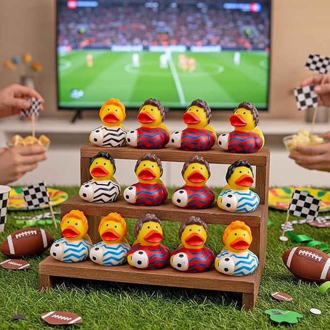 Deekin 48 Pcs Rubber Ducks 2 Inch Bulk Sport Party Favors for Team Events Decorations Birthday Party Supplies Club Player Gift (Soccer Player)
