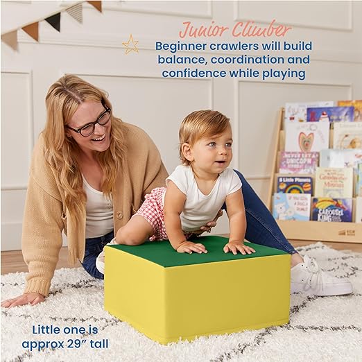 ECR4Kids SoftZone Junior Pedestal Play Block Corner Climber, Beginner Playset, Assorted